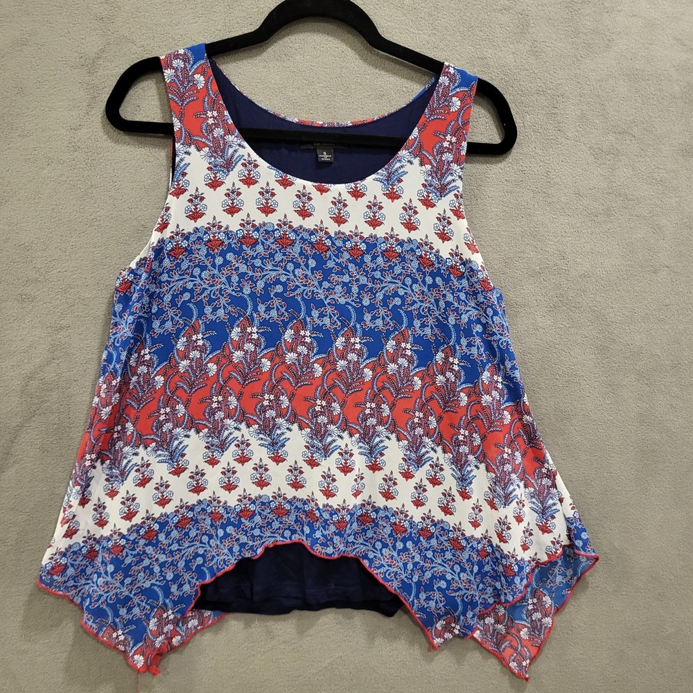 Espresso Tank‎ Top Blouse Women's Size Small Shark Bite Hem Boho Casual Colorful